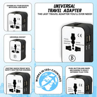 Btag Universal Travel Adapter All-in-One Worldwide Plug Adapter, International with Dual USB Ports , Multi-Country Power Outlet, Compact Adapter