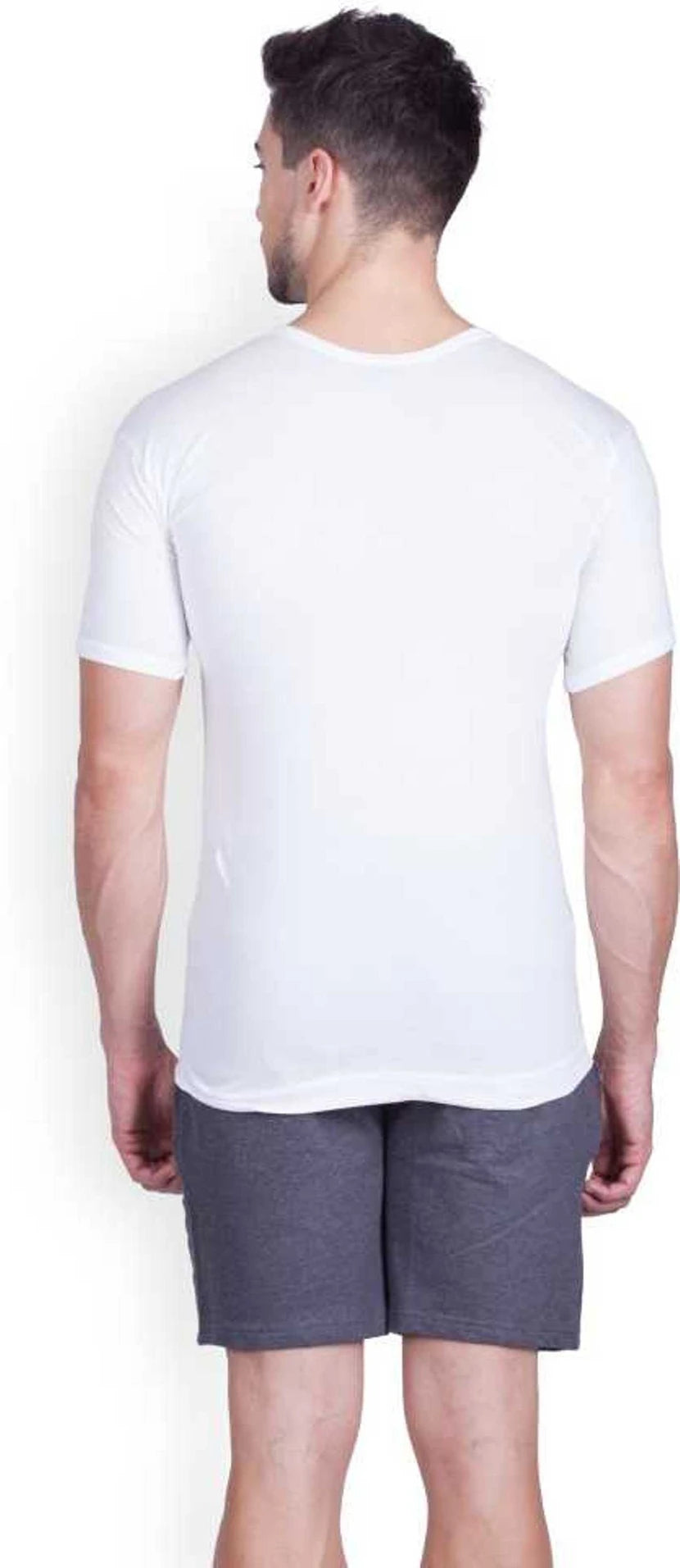 Lux Cozi 100% Cotton Men's Round Neck Half Sleeve Vest (Pack of 2)