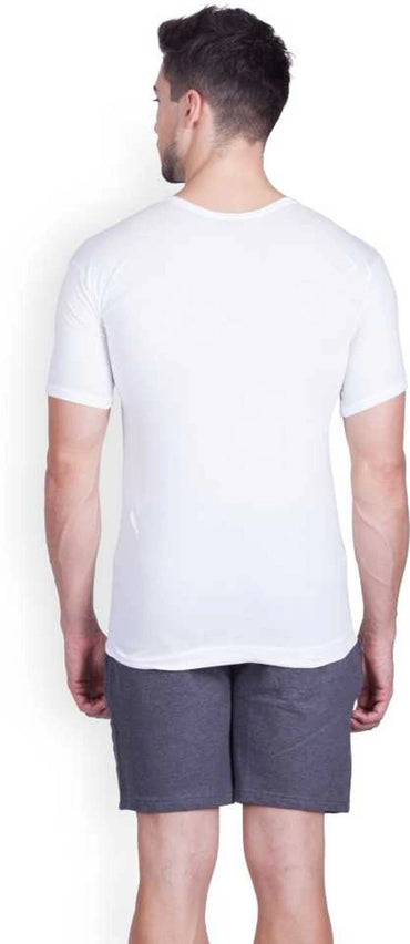 Lux Cozi 100% Cotton Men's Round Neck Half Sleeve Vest (Pack of 2)