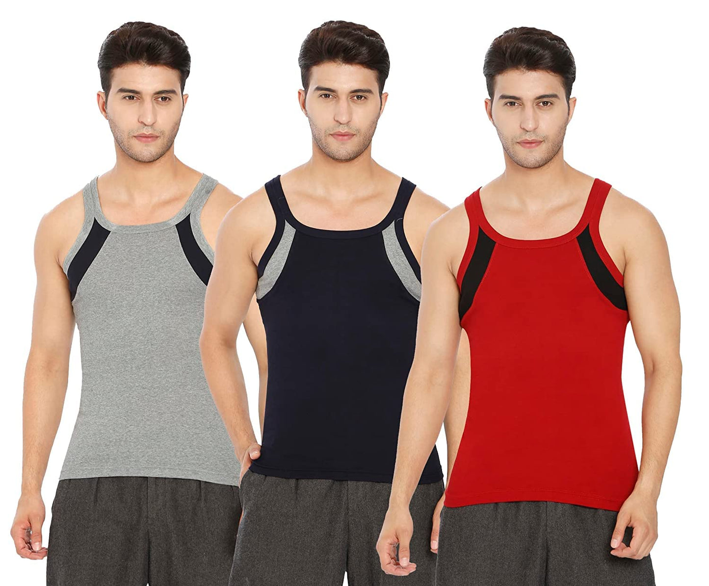 Lux Cozi Xylo Men Assorted Regular Fit Vest (Pack of 3)