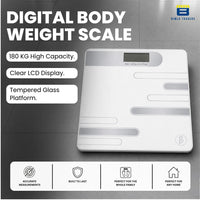 Bimla Traders Premium Digital Body Weight Scale | 26×26 cm Wide Platform | Clear LCD Display | Anti-Skid Base | 180 kg Capacity Cross Design