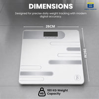 Bimla Traders Premium Digital Body Weight Scale | 26×26 cm Wide Platform | Clear LCD Display | Anti-Skid Base | 180 kg Capacity Cross Design