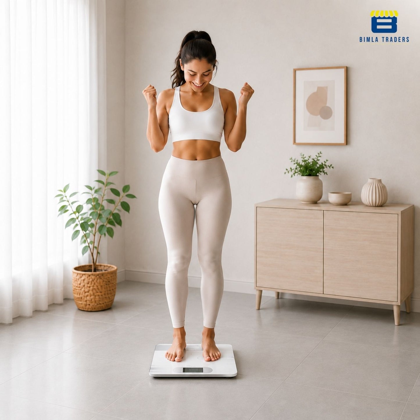 Bimla Traders Premium Digital Body Weight Scale | 26×26 cm Wide Platform | Clear LCD Display | Anti-Skid Base | 180 kg Capacity Cross Design