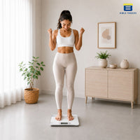Bimla Traders Premium Digital Body Weight Scale | 26×26 cm Wide Platform | Clear LCD Display | Anti-Skid Base | 180 kg Capacity Cross Design