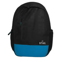 Btag Casual Backpack 28L High Durable Unisex, 2 Main Compartments, Bottle Pocket, Front Pocket, Padded Shoulder Strap | Black/Blue