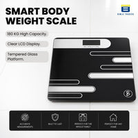 Bimla Traders Premium Digital Body Weight Scale | 26×26 cm Wide Platform | Clear LCD Display | Anti-Skid Base | 180 kg Capacity Cross Design