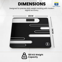 Bimla Traders Premium Digital Body Weight Scale | 26×26 cm Wide Platform | Clear LCD Display | Anti-Skid Base | 180 kg Capacity Cross Design