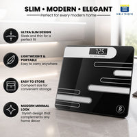 Bimla Traders Premium Digital Body Weight Scale | 26×26 cm Wide Platform | Clear LCD Display | Anti-Skid Base | 180 kg Capacity Cross Design