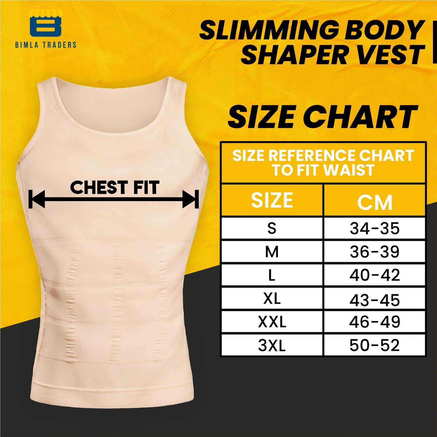 Btag Mens Slimming Body Shaper Vest, Stretchable Tummy Tucker Tank Top