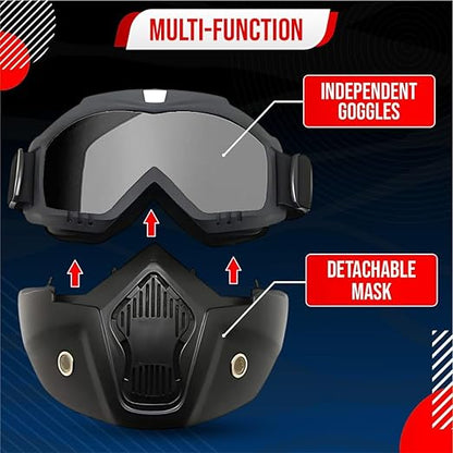 Btag Goggle Mask Anti Scratch UV Protective Open Face & Eyewear Windproof Unisex