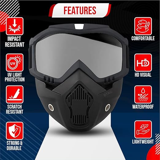 BTfash Goggle Mask Anti Scratch UV Protective Open Face & Eyewear Windproof Unisex