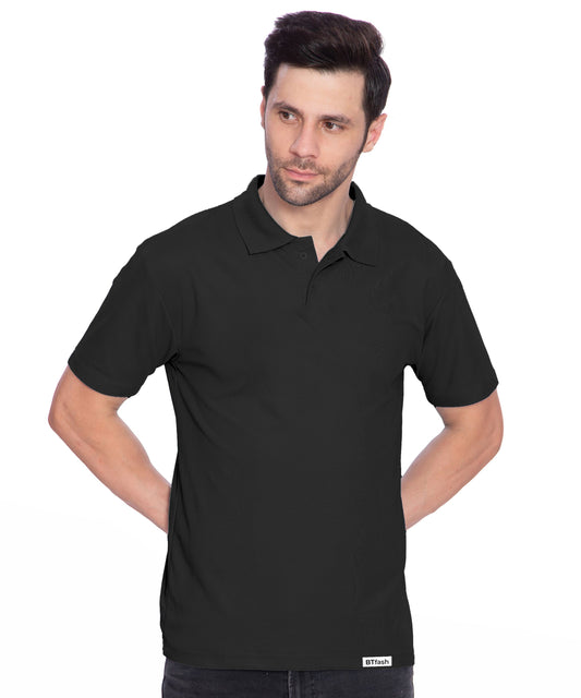 BTfash Men's Dri-Fit Polo Neck Half Sleeve Solid Basic T-Shirt | Pack of 1