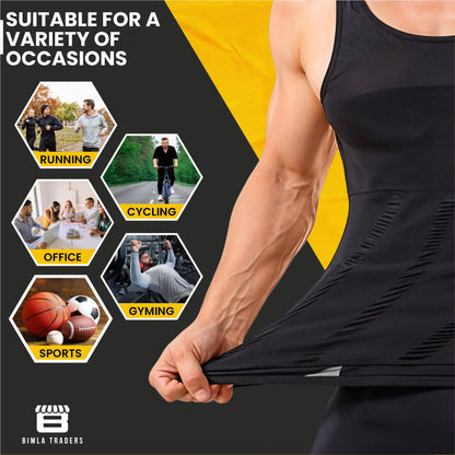 Btag Mens Slimming Body Shaper Vest, Stretchable Tummy Tucker Tank Top