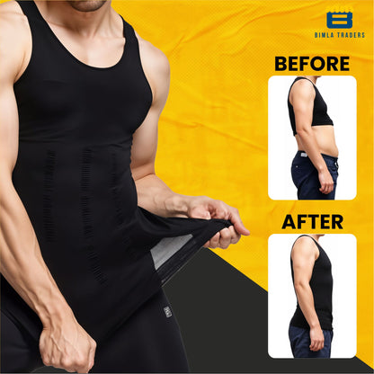 Btag Mens Slimming Body Shaper Vest, Stretchable Tummy Tucker Tank Top