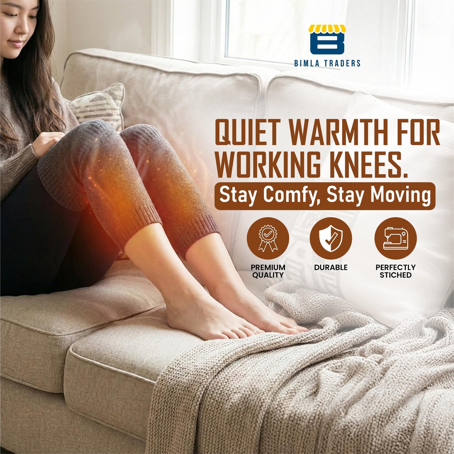 Bimla Traders Woolen Knee Warmers for Men and Women, Winter Thermal Knee Support and Joint Protector.