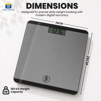 Bimla Traders Premium Digital Body Weight Scale | 26×26 cm Wide Platform | Clear LCD Display | Anti-Skid Base | 180 kg Capacity Cross Design