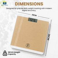 Bimla Traders Premium Digital Body Weight Scale | 26×26 cm Wide Platform | Clear LCD Display | Anti-Skid Base | 180 kg Capacity Cross Design