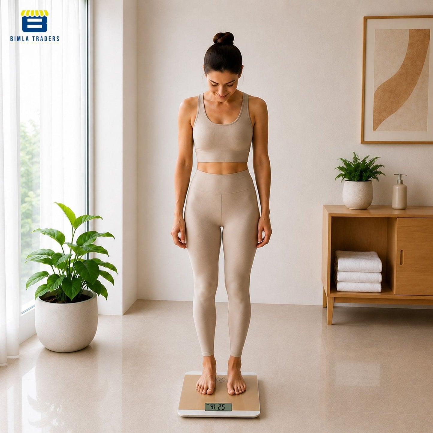 Bimla Traders Premium Digital Body Weight Scale | 26×26 cm Wide Platform | Clear LCD Display | Anti-Skid Base | 180 kg Capacity Cross Design