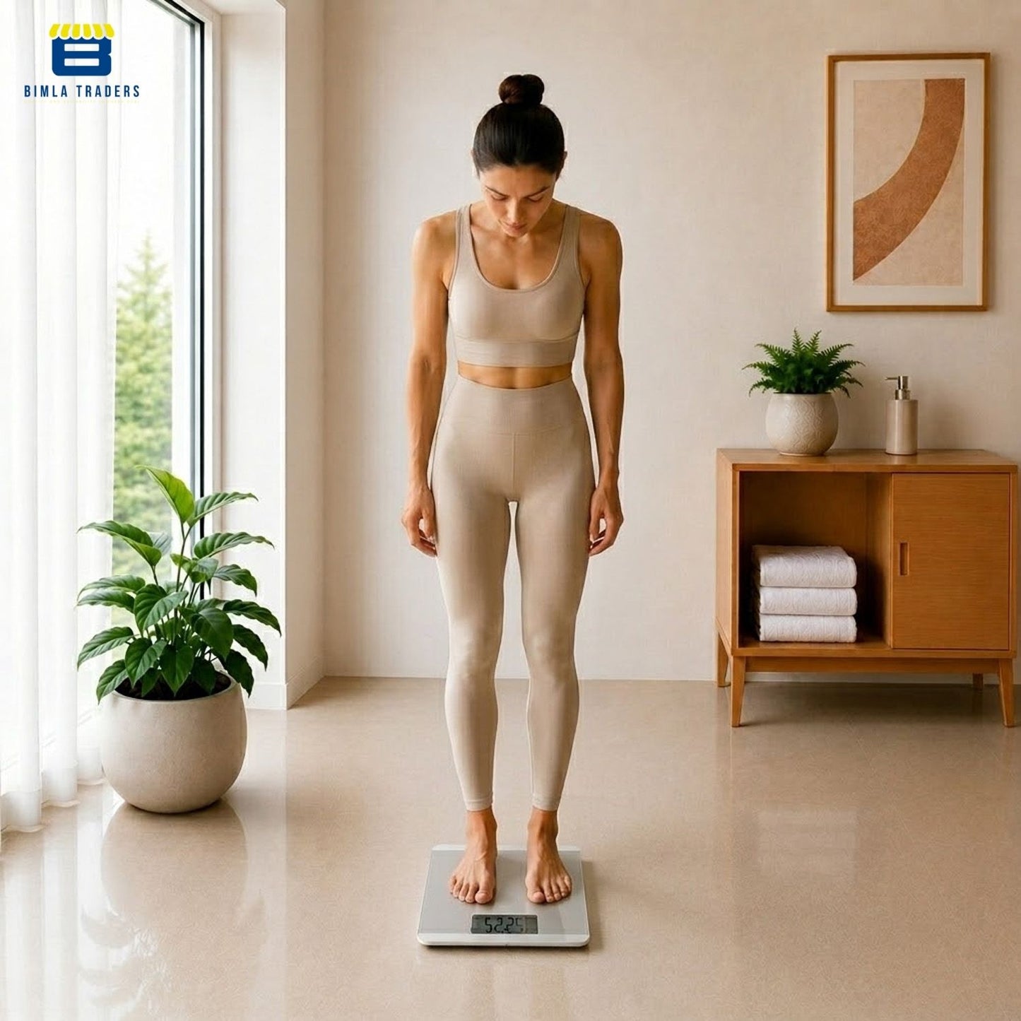 Bimla Traders Premium Digital Body Weight Scale | 26×26 cm Wide Platform | Clear LCD Display | Anti-Skid Base | 180 kg Capacity Cross Design