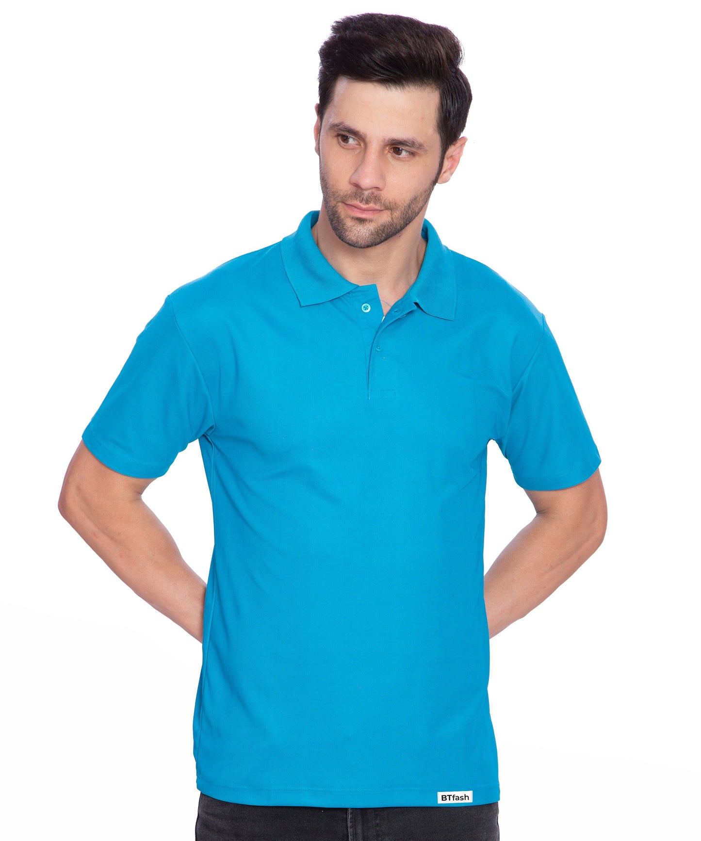 BTfash Men's Dri-Fit Polo Neck Half Sleeve Solid Basic T-Shirt | Pack of 1