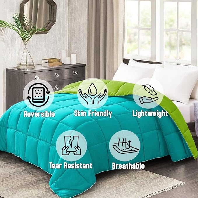 BTfash Microfiber Reversible AC Comforter or Blanket for Double Bed | Ultra Soft, Lightweight, Cozy Bedding & Dual Colour All Weather Duvet 500 GSM–Ideal for Home, Bedroom&Guest Rooms