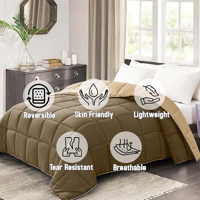 BTfash Microfiber Reversible AC Comforter or Blanket for Double Bed | Ultra Soft, Lightweight, Cozy Bedding & Dual Colour All Weather Duvet 500 GSM–Ideal for Home, Bedroom&Guest Rooms