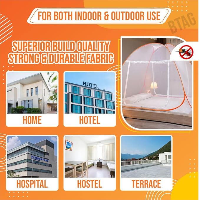 Btag Mosquito Net Premium Machardani | Extra Mosquito Protection | Polyester 30GSM Strong Net