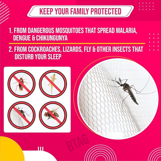 Btag Mosquito Net Premium Machardani | Extra Mosquito Protection | Polyester 30GSM Strong Net
