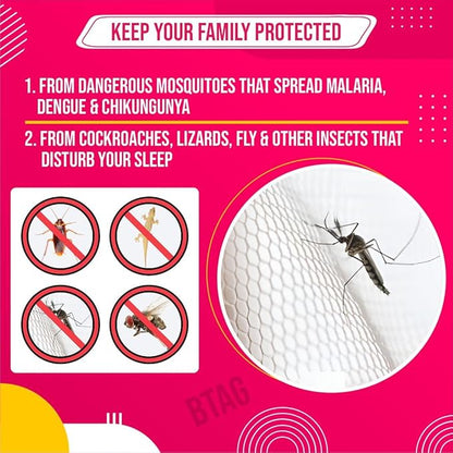 Btag Mosquito Net Premium Machardani | Extra Mosquito Protection | Polyester 30GSM Strong Net