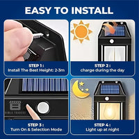 BTfash Solar Wall Lights Outdoor Motion Sensor Auto Chargeable Exterior LED Sconce Front Porch Security Lamps Waterproof for Patio Garden