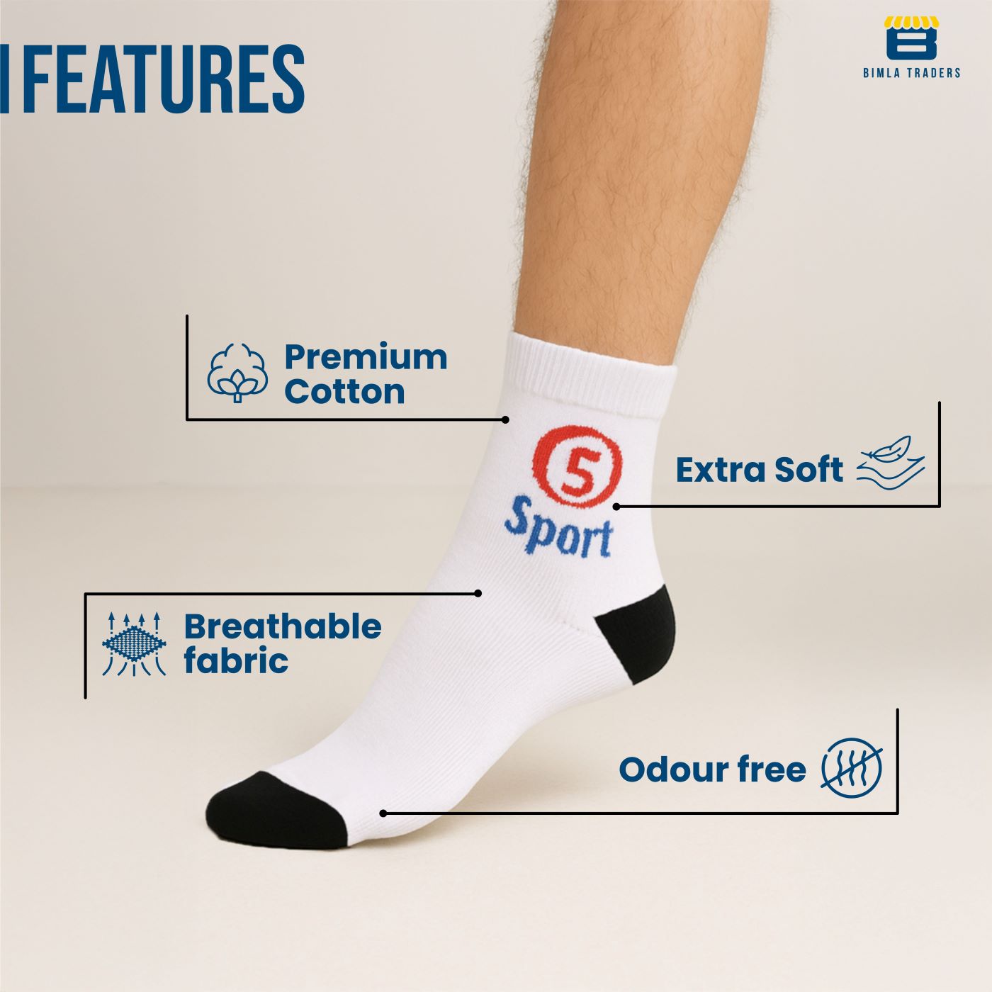 Bimla Traders Solid Ankle Socks for Men & Women, Multicolor, Free Size