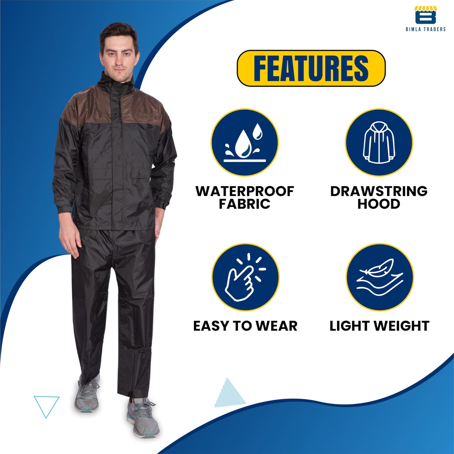 Bimla Traders Two color Waterproof Rainsuit For Men,Men Bike Rain Suit Rain Jacket Suit Inner Mobile Pocket