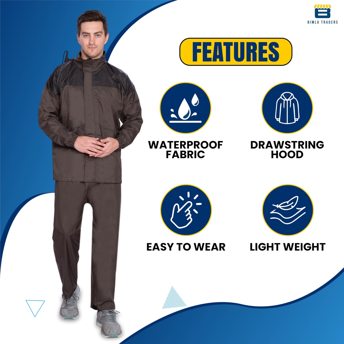Bimla Traders Two color Waterproof Rainsuit For Men,Men Bike Rain Suit Rain Jacket Suit Inner Mobile Pocket
