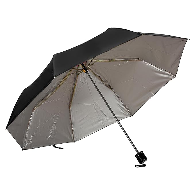 Btag Round Handle 3 Fold Small size Black Portable Umbrella for Men Women & Kids | UV Protection, Waterproof, Rain, Sunlight Protection