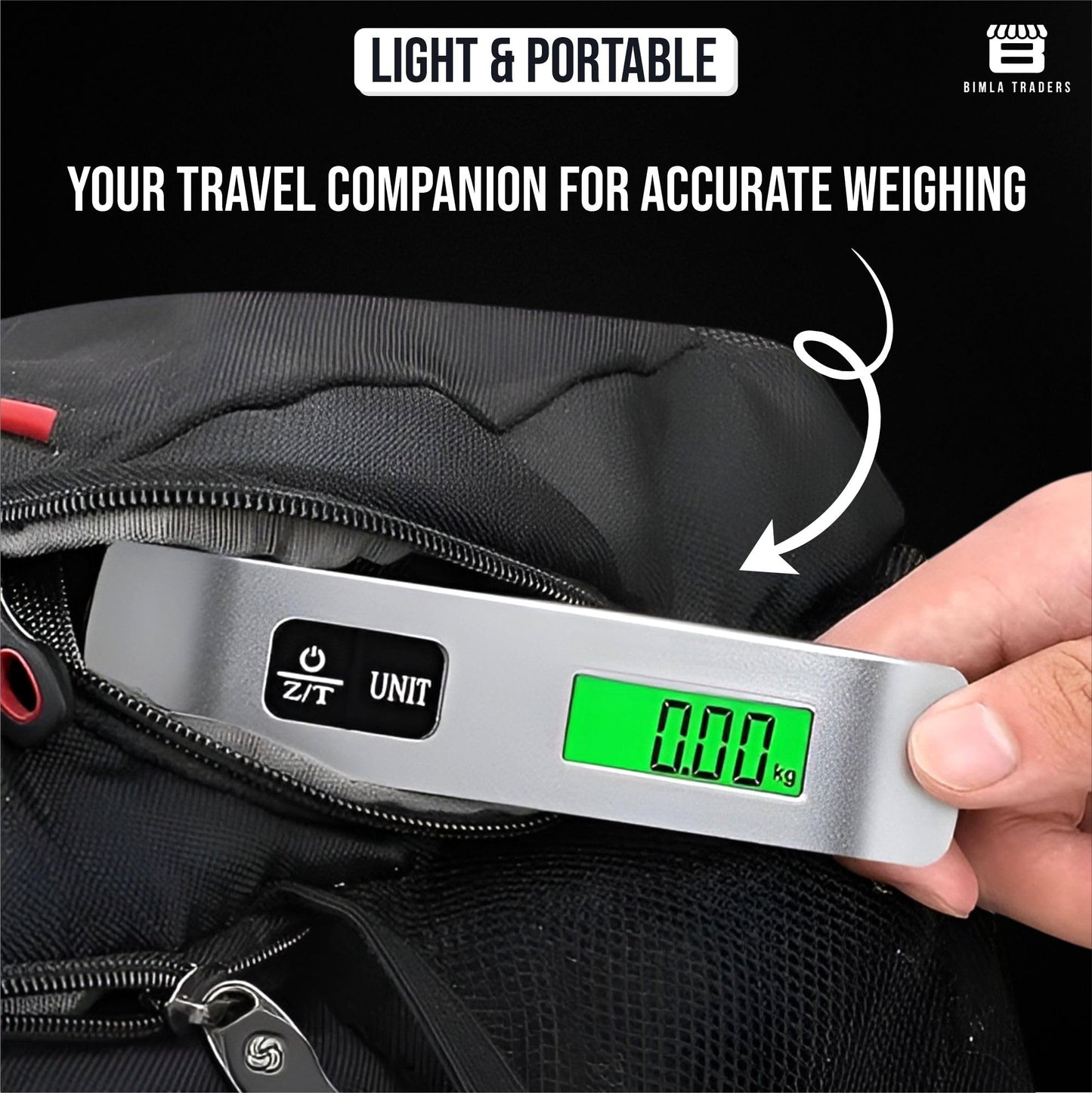 Bimla Traders Electronic Portable Digital LED Screen Luggage Weighing Scale|Handheld Travel Weight Measuring Scale for Suitcases, Bags&Baggage, 50 kg/110 Lb For Multi-Purpose Use. Pack of 1 (JY-29)