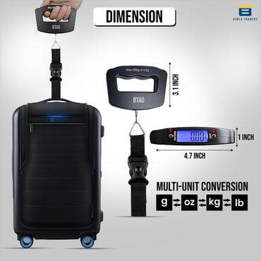 Bimla Traders Electronic Portable Digital LED Screen Luggage Weighing Scale|Handheld Travel Weight Measuring Scale for Suitcases, Bags&Baggage,50 kg/110 Lb For Multi-Purpose Use Pack of 1 (A09)