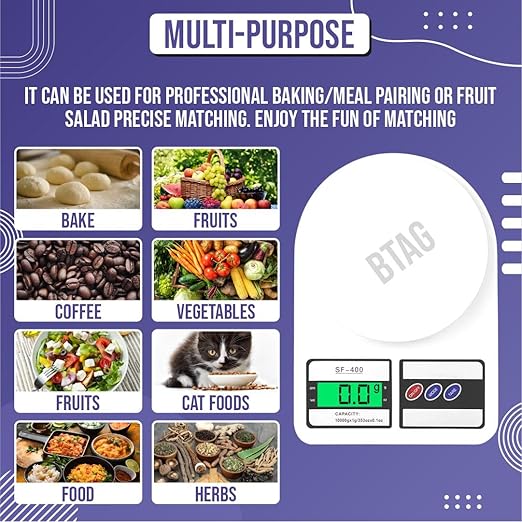 Btag Digital Kitchen Food Weighing Scale For Healthy Living, Home Baking, Cooking, Fitness & Balanced Diet.