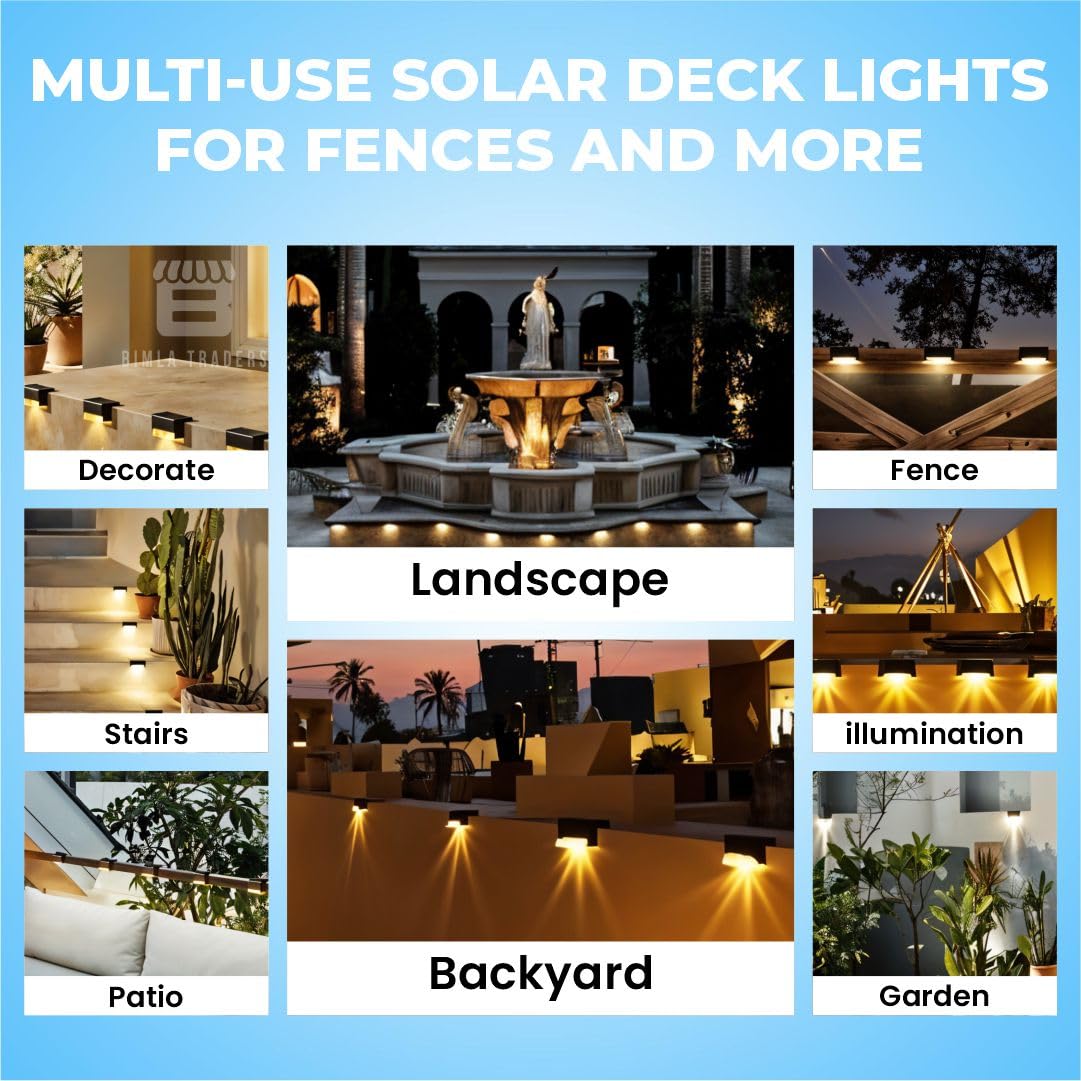 Bimla Traders Solar Deck Light, Rechargeable Waterproof LED Solar Lights