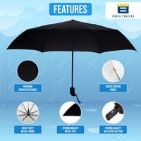 Bimla Traders J-Handle 3 Fold Small size Portable Auto Open Umbrella for Men Women & Kids | UV Protection, Waterproof, Rain, Sunlight Protection | Pack of 1 |