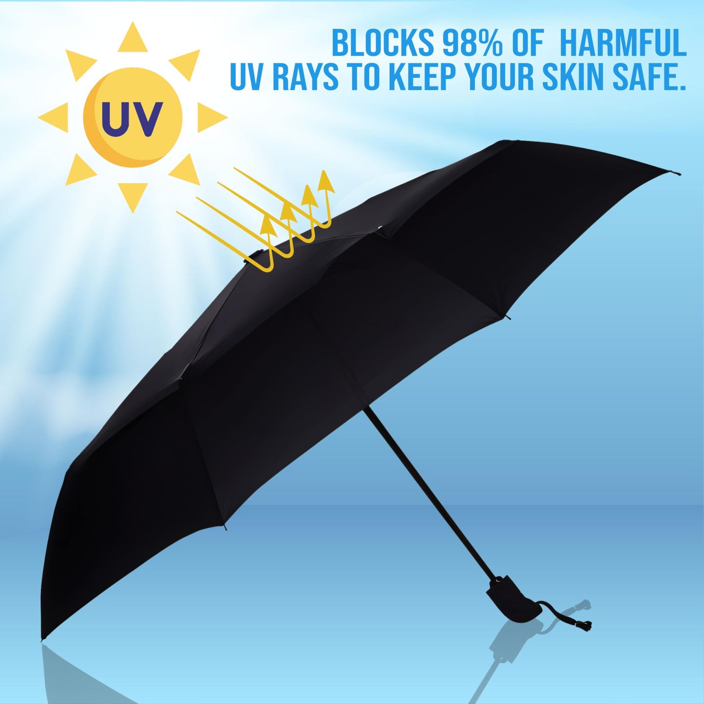 Bimla Traders J-Handle 3 Fold Small size Portable Auto Open Umbrella for Men Women & Kids | UV Protection, Waterproof, Rain, Sunlight Protection | Pack of 1 |