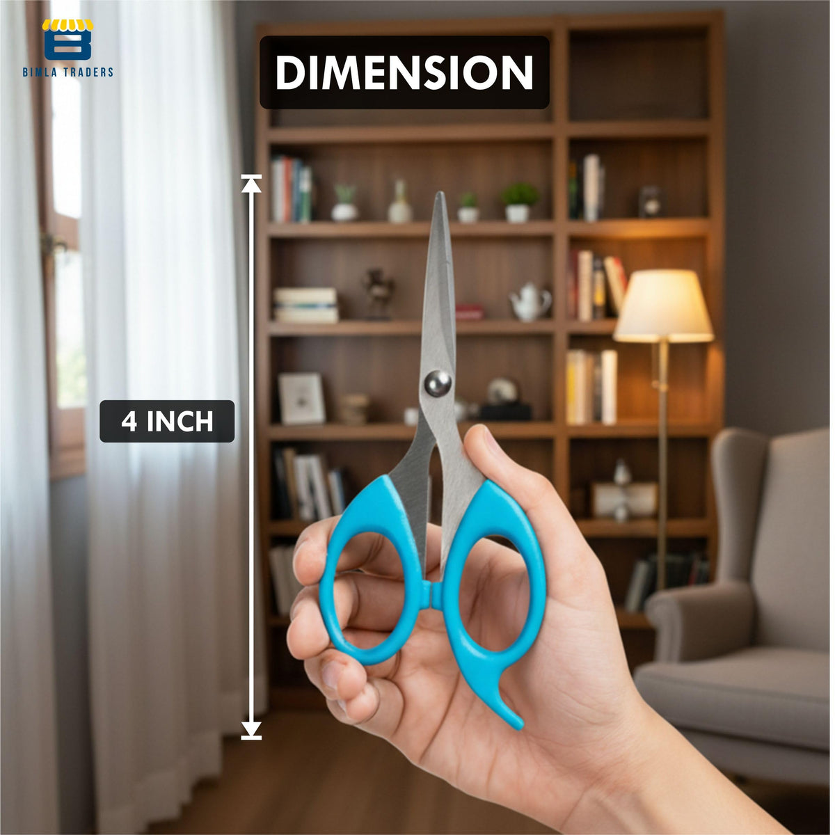 Bimla Traders Stainless Steel Multicoloured Scissors Set Different Sizes for Household,Home & Kitchen, Office, Art & Craft, Sewing, Cloth Cutting