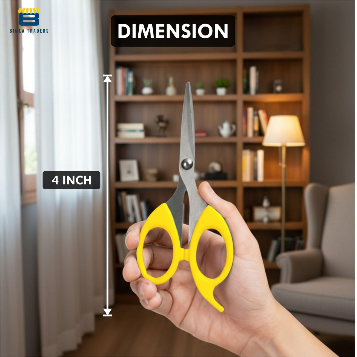 Bimla Traders Stainless Steel Multicoloured Scissors Set Different Sizes for Household,Home & Kitchen, Office, Art & Craft, Sewing, Cloth Cutting