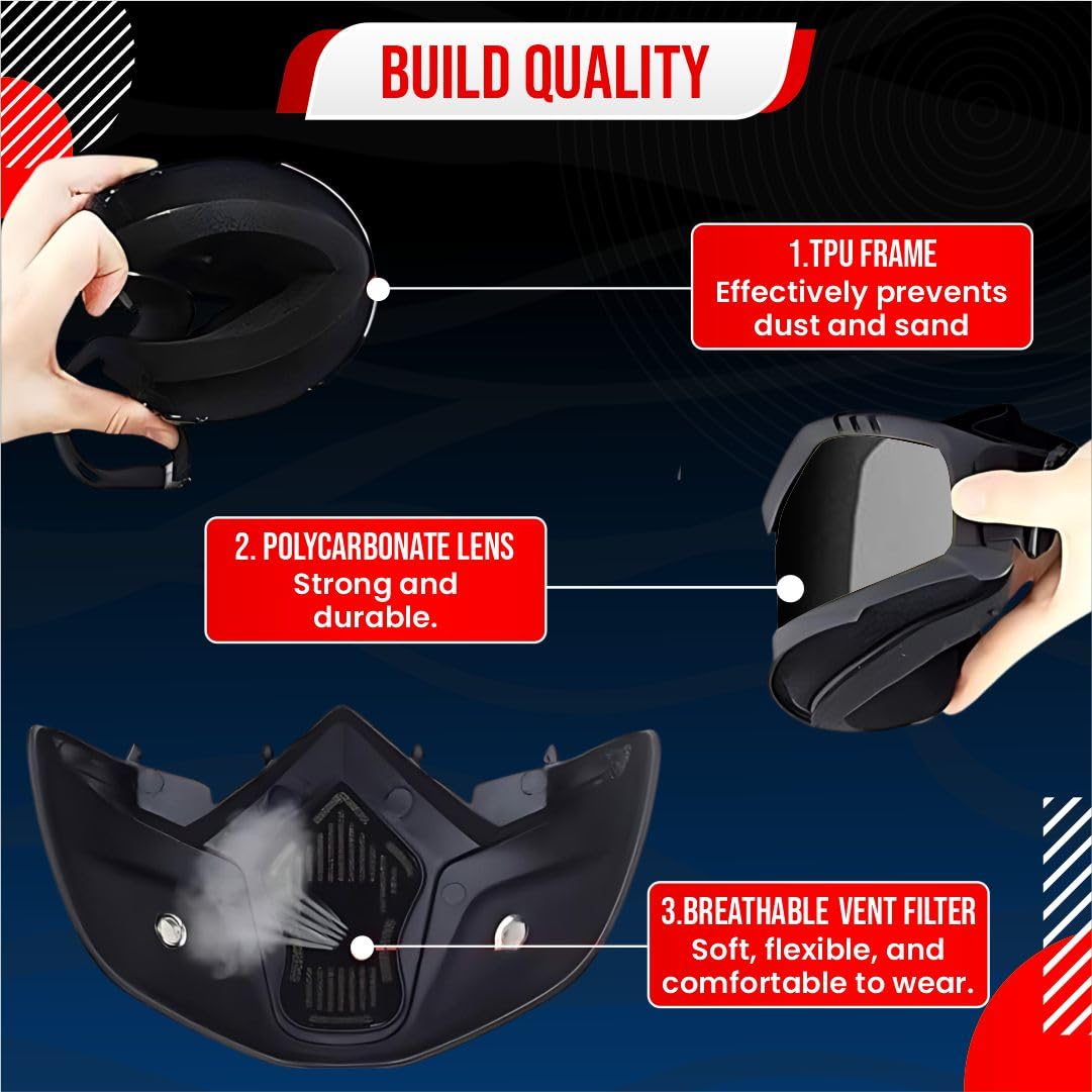 Bimla Traders Goggle Mask Anti Scratch UV Protective Open Face & Eyewear Windproof Unisex