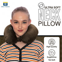 Bimla Traders Travel Neck Pillow for Men & Women | Soft Fibre Cushion for Flight, Car & Train | Soft Velvet Fabric with Attachable Snap Strap | Cervical Support for Neck Pain Relief. Pack of 1