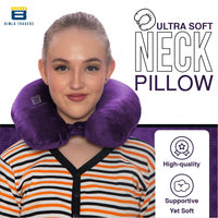 Bimla Traders Travel Neck Pillow for Men & Women | Soft Fibre Cushion for Flight, Car & Train | Soft Velvet Fabric with Attachable Snap Strap | Cervical Support for Neck Pain Relief. Pack of 1