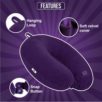 Bimla Traders Travel Neck Pillow for Men & Women | Soft Fibre Cushion for Flight, Car & Train | Soft Velvet Fabric with Attachable Snap Strap | Cervical Support for Neck Pain Relief. Pack of 1
