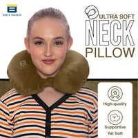 Bimla Traders Travel Neck Pillow for Men & Women | Soft Fibre Cushion for Flight, Car & Train | Soft Velvet Fabric with Attachable Snap Strap | Cervical Support for Neck Pain Relief. Pack of 1