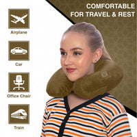 Bimla Traders Travel Neck Pillow for Men & Women | Soft Fibre Cushion for Flight, Car & Train | Soft Velvet Fabric with Attachable Snap Strap | Cervical Support for Neck Pain Relief. Pack of 1