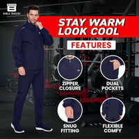 BTfash Men's Solid Polyester Full Zip Sportswear Regular Fit Track Suits Athletic Gym Running Jogging Suit Sets