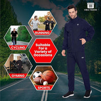 BTfash Men's Solid Polyester Full Zip Sportswear Regular Fit Track Suits Athletic Gym Running Jogging Suit Sets